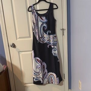 Ann Taylor Black and Purple Midi Dress